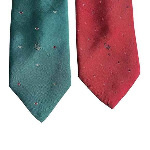 DIOR Vintage 90s Retro Print Ties Made in USA *Set of 2* - Picture 2 of 7